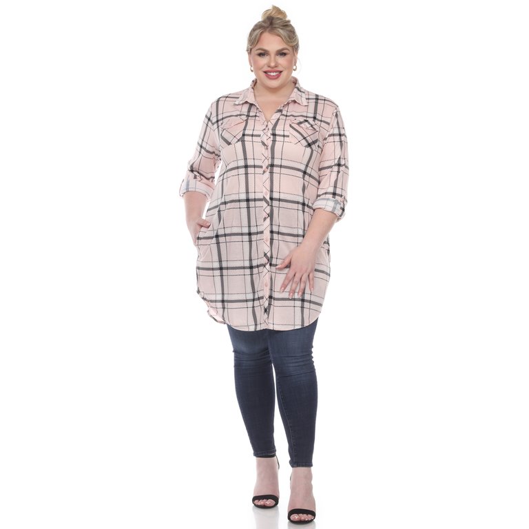 Plus Size Plaid Tunic Top