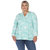 Plus Size Pleated Long Sleeve Floral Print Blouse - Mint