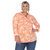 Plus Size Pleated Long Sleeve Floral Print Blouse - Orange