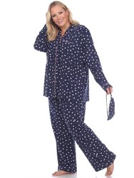 Plus Size Polka Dots Three-Piece Pajama Set