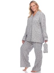 Plus Size Polka Dots Three-Piece Pajama Set