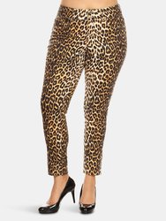 Plus Size Printed Cheetah Pants - Brown Leopard