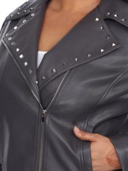 Plus Size PU Faux Leather Jacket