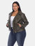 Plus Size PU Faux Leather Jacket