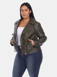 Plus Size PU Faux Leather Jacket