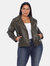 Plus Size PU Faux Leather Jacket - Green