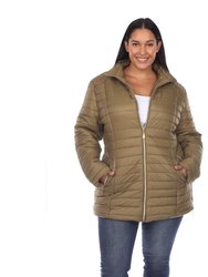 Plus Size Puffer Coat - Green