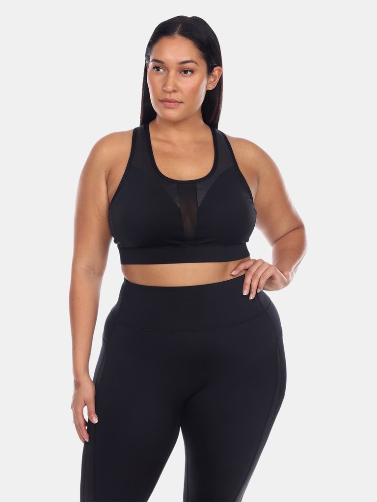 Plus Size Racer Back Sports Bra - Black