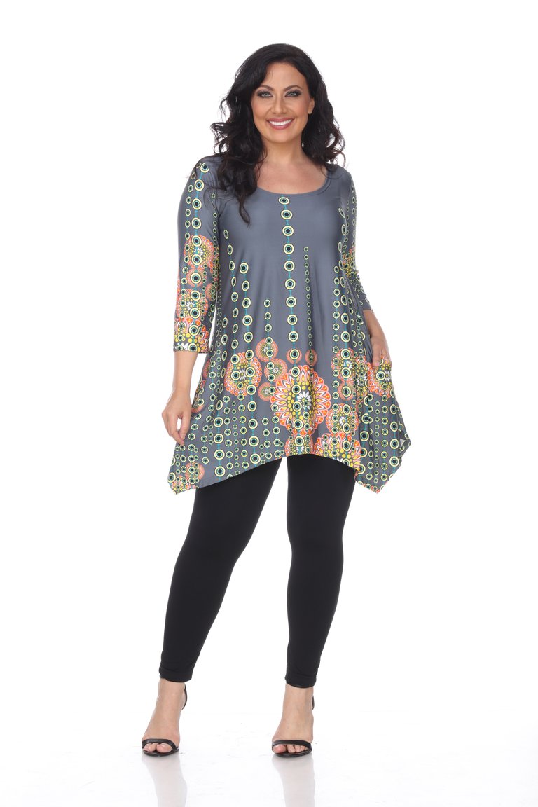 Plus Size Rella Tunic Top - Grey