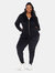 Plus Size Rhinestone 2 Piece Velour Tracksuit Set - Black