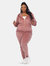 Plus Size Rhinestone 2 Piece Velour Tracksuit Set - Pink