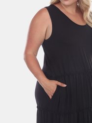 Plus Size Scoop Neck Tiered Midi Dress