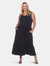 Plus Size Scoop Neck Tiered Midi Dress - Black