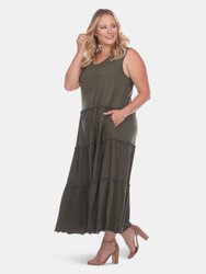 Plus Size Scoop Neck Tiered Midi Dress