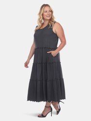 Plus Size Scoop Neck Tiered Midi Dress