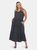 Plus Size Scoop Neck Tiered Midi Dress - Charcoal