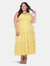 Plus Size Scoop Neck Tiered Midi Dress - Yellow