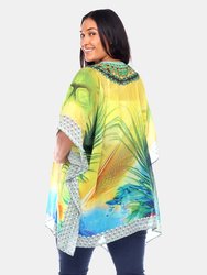 Plus Size Short Caftan with Tie-up Neckline