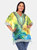 Plus Size Short Caftan with Tie-up Neckline - Yellow