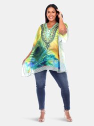 Plus Size Short Caftan with Tie-up Neckline