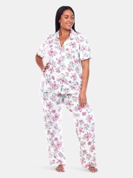 Plus Size Short Sleeve & Pants Tropical Pajama Set