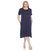 Plus Size Short Sleeve Pocket Swing Midi Dress - Navy