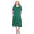 Plus Size Short Sleeve Pocket Swing Midi Dress - Green