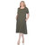 Plus Size Short Sleeve Pocket Swing Midi Dress - Olive