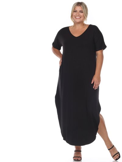 White Mark Plus Size Short Sleeve V-Neck Maxi Dress product