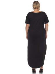 Plus Size Short Sleeve V-Neck Maxi Dress