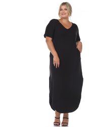 Plus Size Short Sleeve V-Neck Maxi Dress