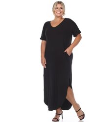 Plus Size Short Sleeve V-Neck Maxi Dress