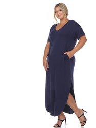 Plus Size Short Sleeve V-Neck Maxi Dress