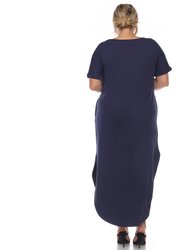 Plus Size Short Sleeve V-Neck Maxi Dress