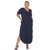 Plus Size Short Sleeve V-Neck Maxi Dress - Navy