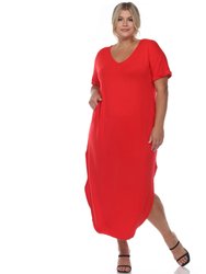 Plus Size Short Sleeve V-Neck Maxi Dress