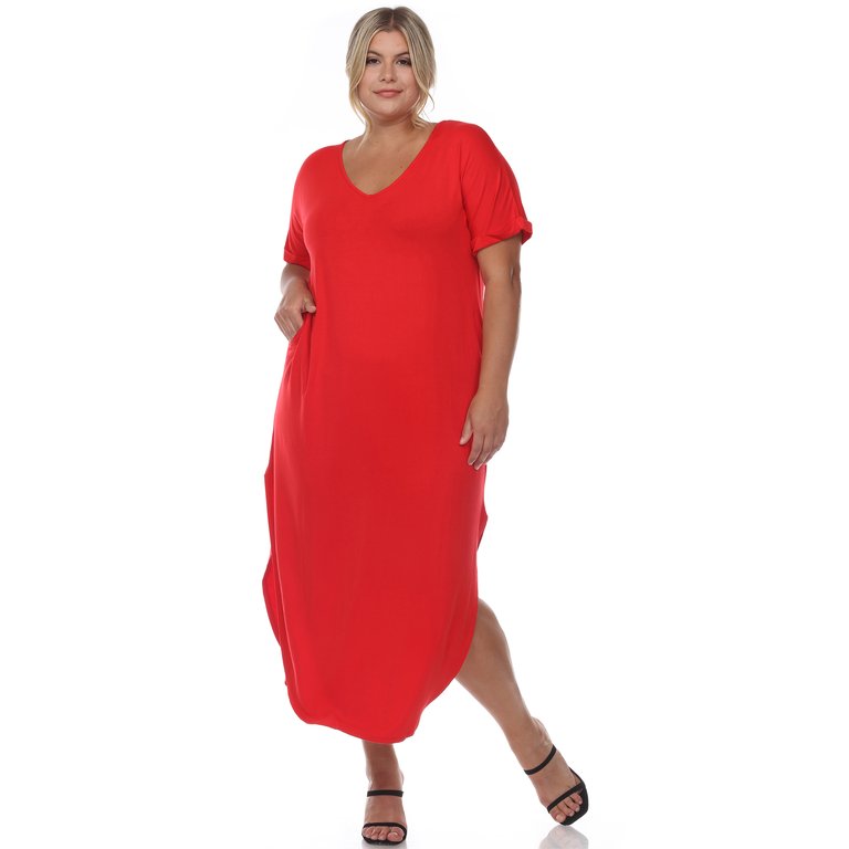 Plus Size Short Sleeve V-Neck Maxi Dress