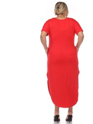 Plus Size Short Sleeve V-Neck Maxi Dress