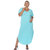 Plus Size Short Sleeve V-Neck Maxi Dress - Blue