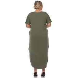 Plus Size Short Sleeve V-Neck Maxi Dress