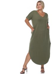 Plus Size Short Sleeve V-Neck Maxi Dress