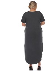 Plus Size Short Sleeve V-Neck Maxi Dress