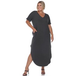 Plus Size Short Sleeve V-Neck Maxi Dress