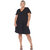 Plus Size Short Sleeve V-Neck Tiered Midi Dress - Black