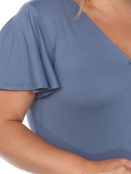 Plus Size Short Sleeve V-Neck Tiered Midi Dress