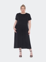 Plus Size Short Sleeves Maxi Dress - Black