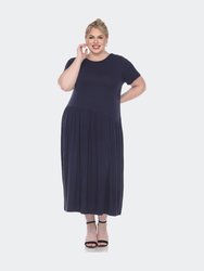 Plus Size Short Sleeves Maxi Dress - Navy