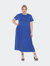 Plus Size Short Sleeves Maxi Dress - Royal