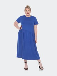 Plus Size Short Sleeves Maxi Dress - Royal