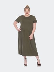 Plus Size Short Sleeves Maxi Dress - Olive